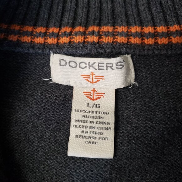 Dockers Mens Charcoal Gray Half Zip Cotton Sweater Size L Gorpcore Cabincore - Picture 5 of 6